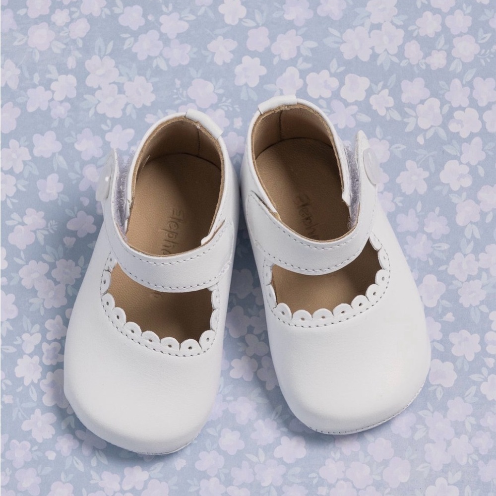 Elephantito Baby Mary Jane in White Leather - Size 2